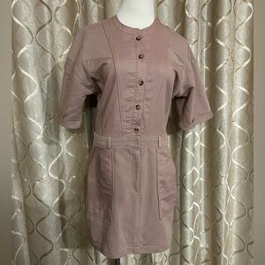 REISS Elegant Mauve Button-Up Dress